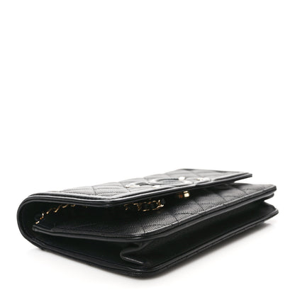 Chanel Caviar Quilted CC Filigree Wallet On Chain WOC Black 4 of 9