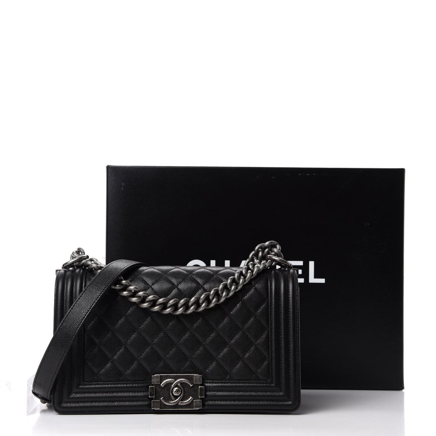 Caviar Quilted Medium Boy Flap Black