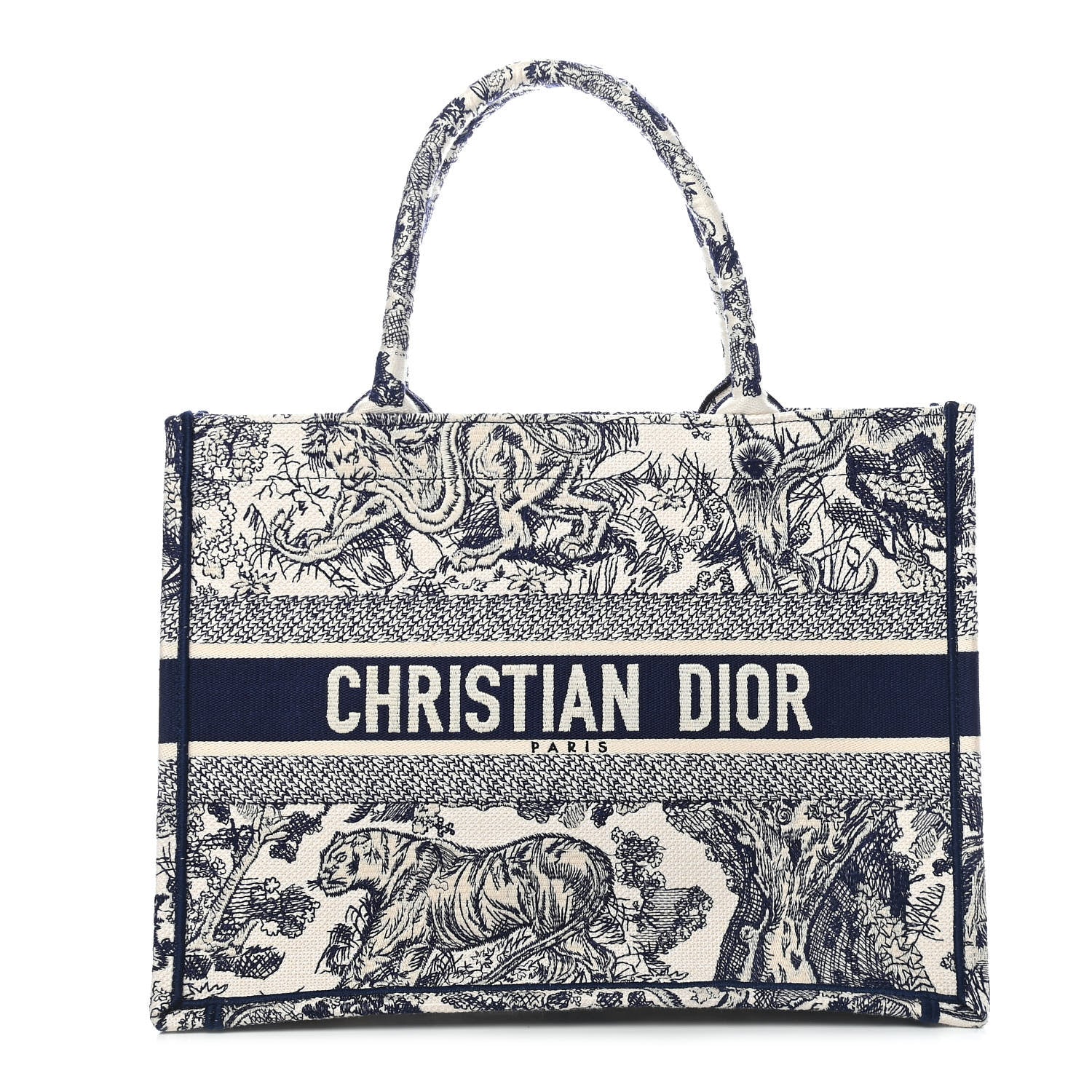 Christian Dior Canvas Embroidered Medium Dioriviera Toile De Jouy Book Tote Blue 1 of 9