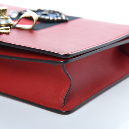 Gucci Calfskin Web Medium Peony Chain Shoulder Bag Red 8 of 13