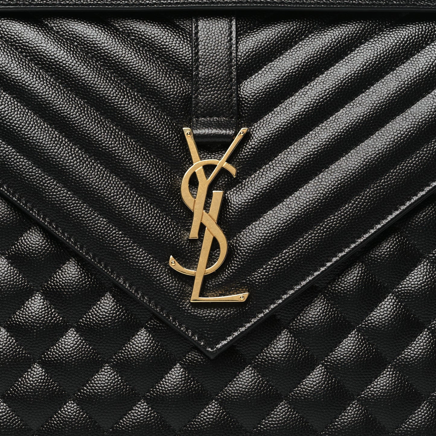 Grain De Poudre Textured Mixed Matelasse Large Triquilt Monogram Satchel Black