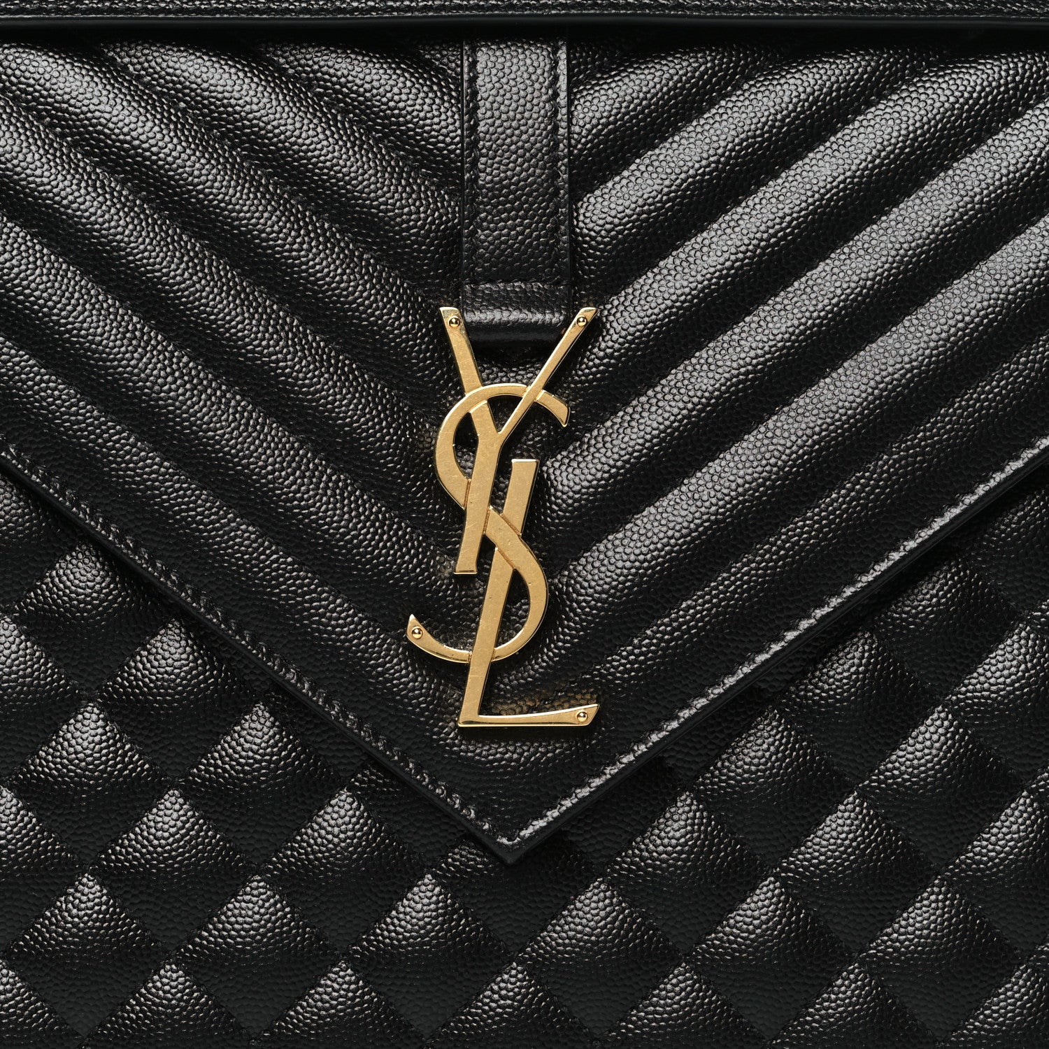 Saint Laurent Grain De Poudre Textured Mixed Matelasse Large Triquilt Monogram Satchel Black 8 of 11