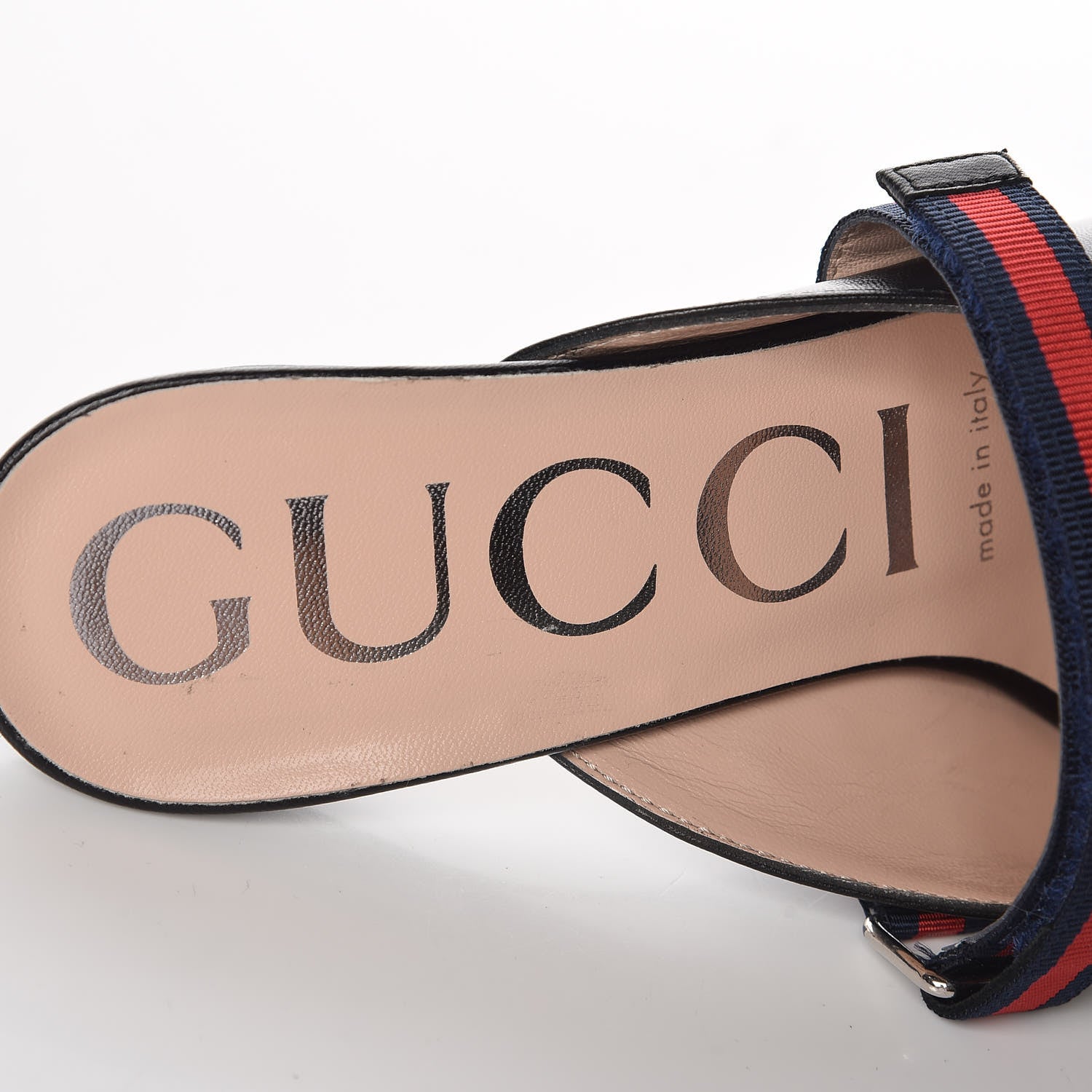 Gucci Malaga Kid Sylvie Web Cross Strap Mid-Heel Slides 36.5 Black 7 of 9
