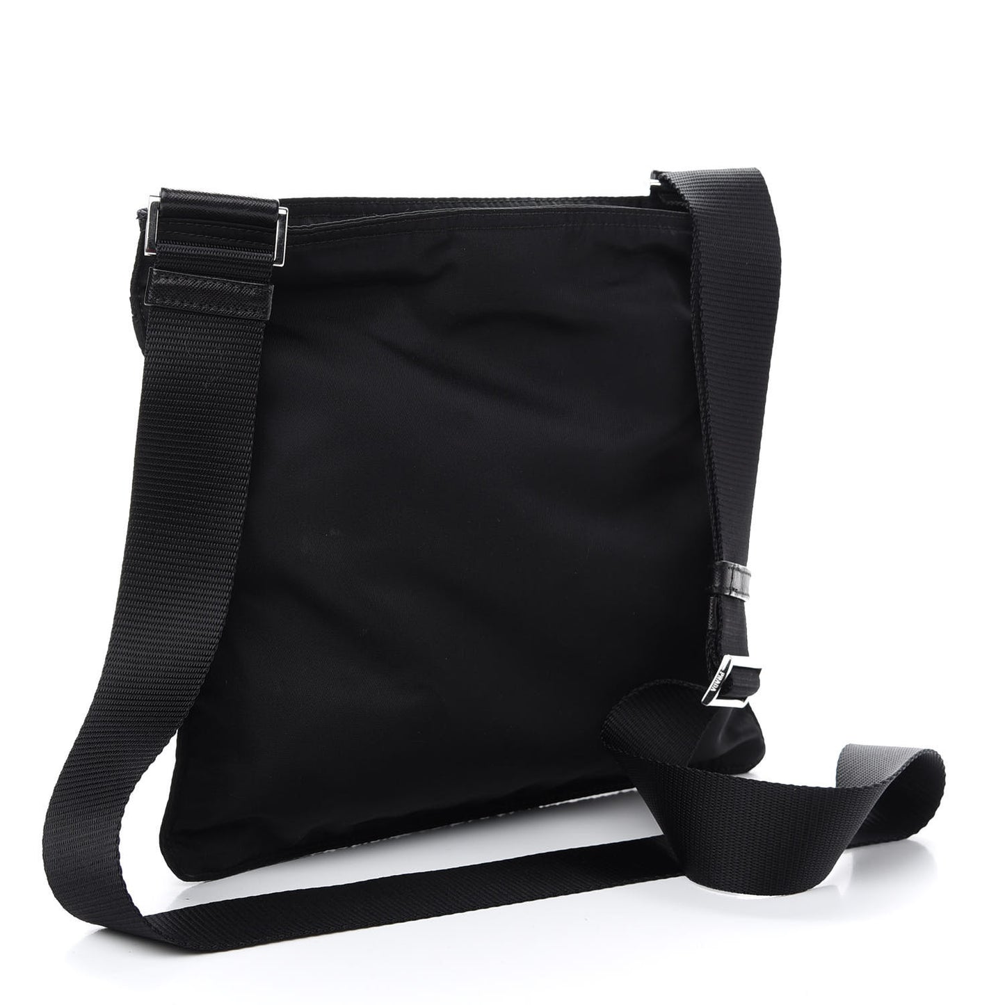 Nylon Saffiano Flat Messenger Bag Black