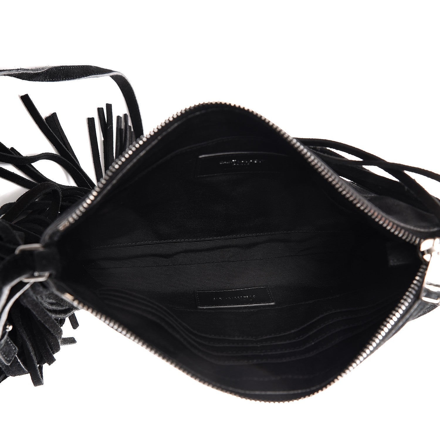 Saint Laurent Suede Calfskin Small Fringe Crossbody Bag Black 5 of 8