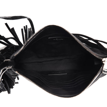 Saint Laurent Suede Calfskin Small Fringe Crossbody Bag Black 5 of 8