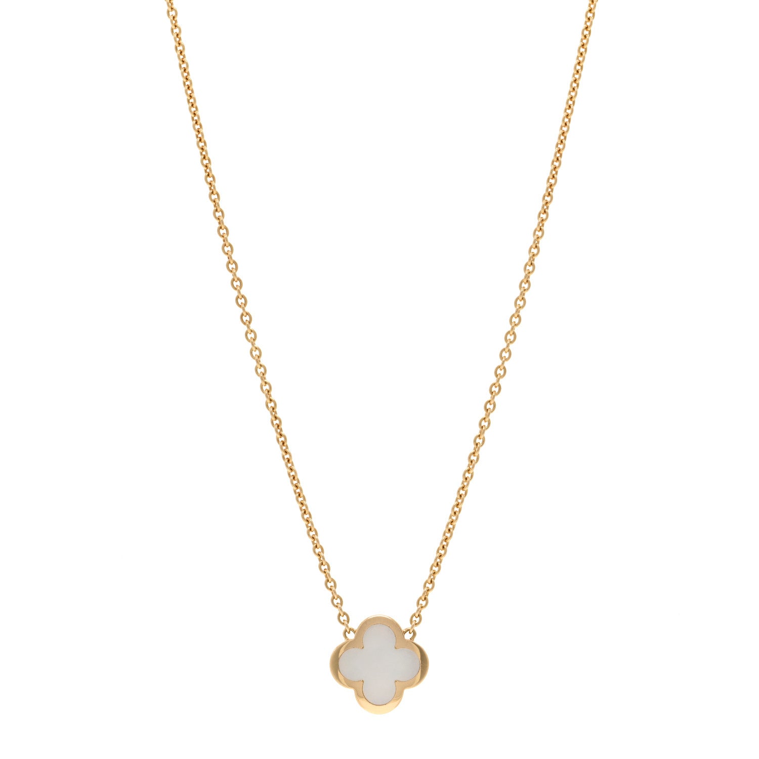Van Cleef & Arpels 18K Yellow Gold Mother of Pearl Pure Alhambra Pendant Necklace 1 of 6