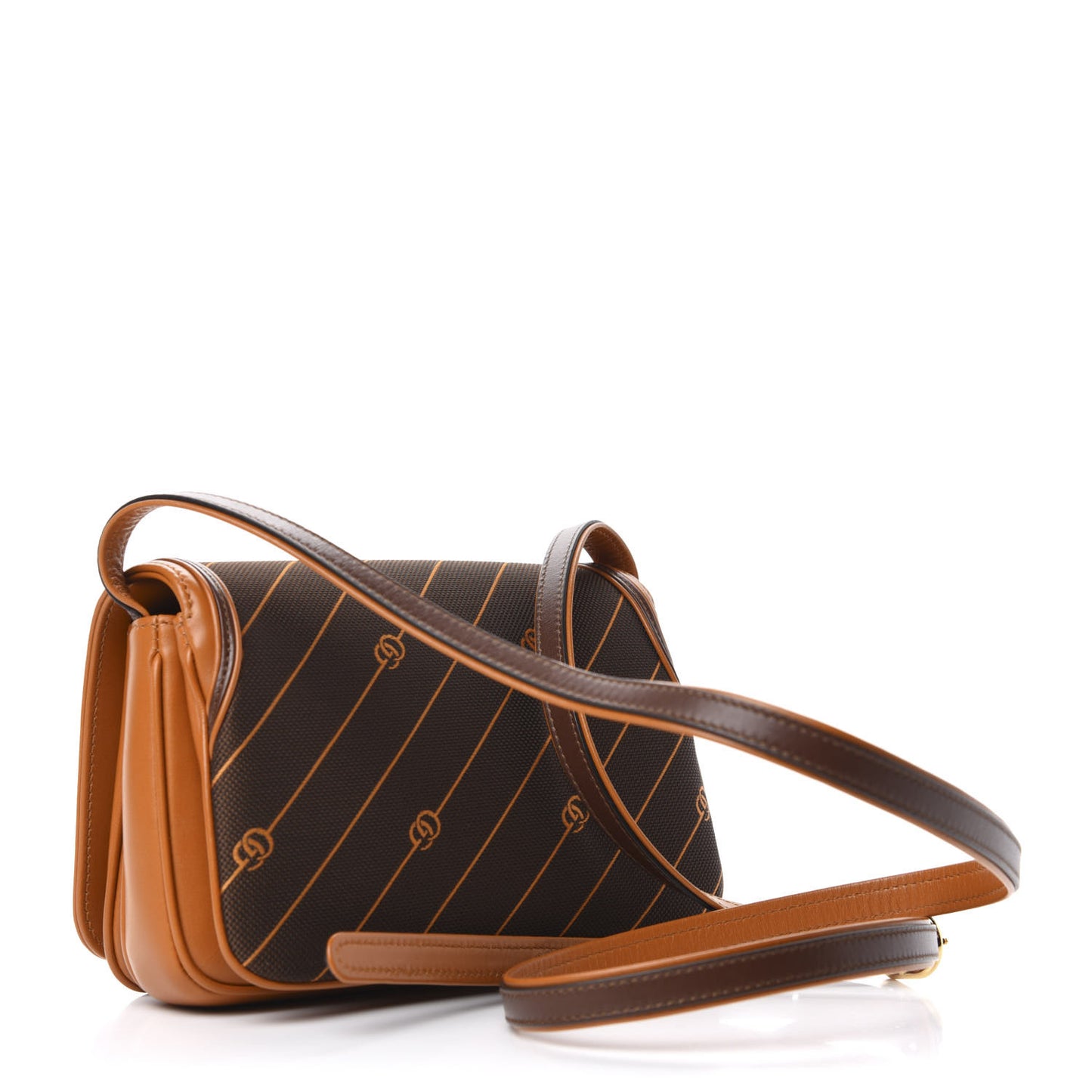 Calfskin Canvas Diagonal GG Rajah Shoulder Bag Brown
