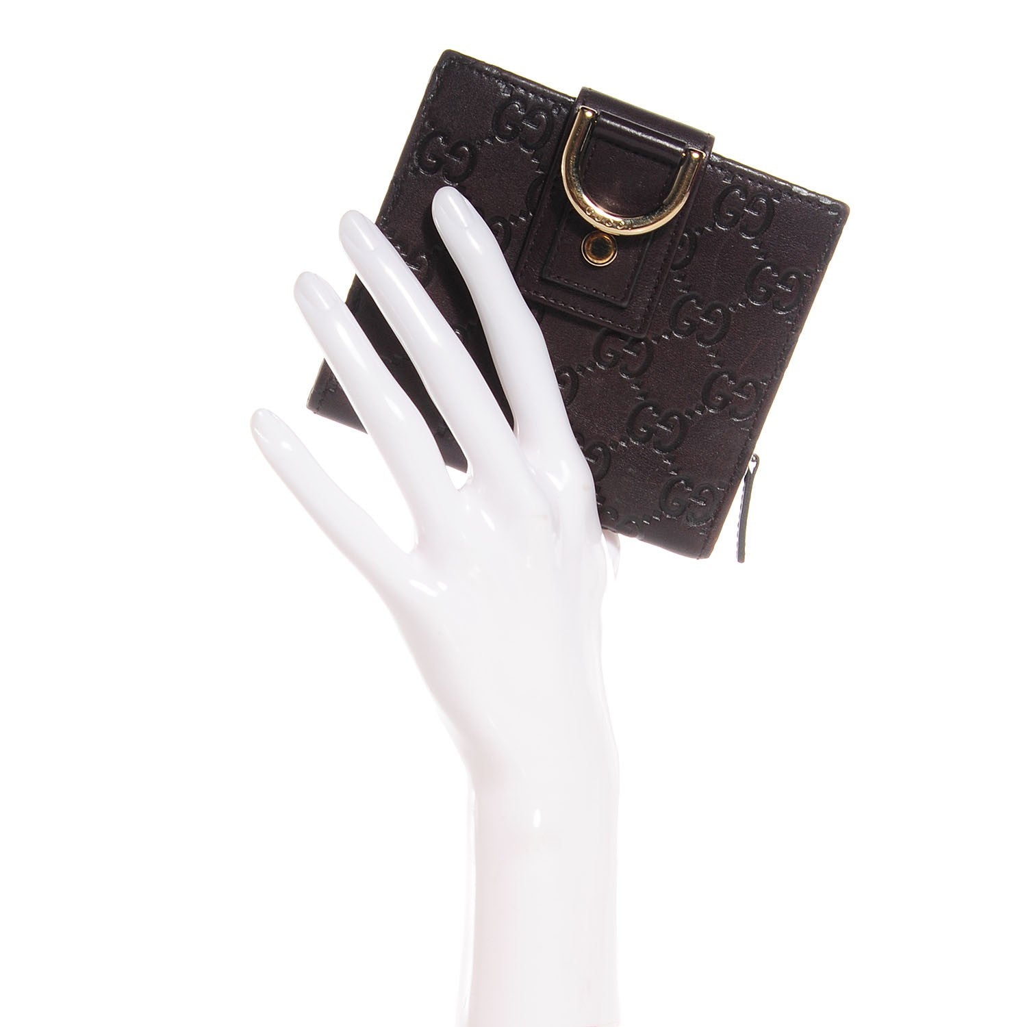 Gucci Guccissima D Ring Compact Wallet Chocolate Brown 2 of 8