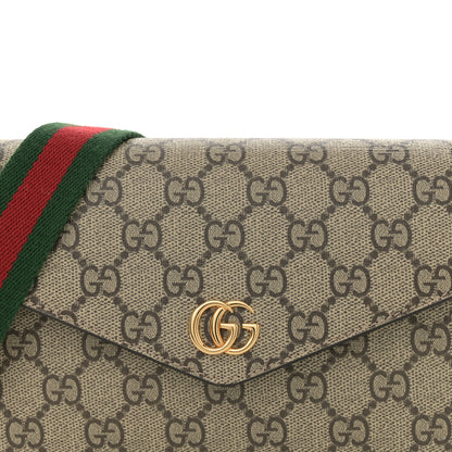 Gucci GG Supreme Monogram Textured Dollar Calfskin Web Mini Ophidia Envelope Shoulder Bag Beige Ebony New Acero 8 of 10