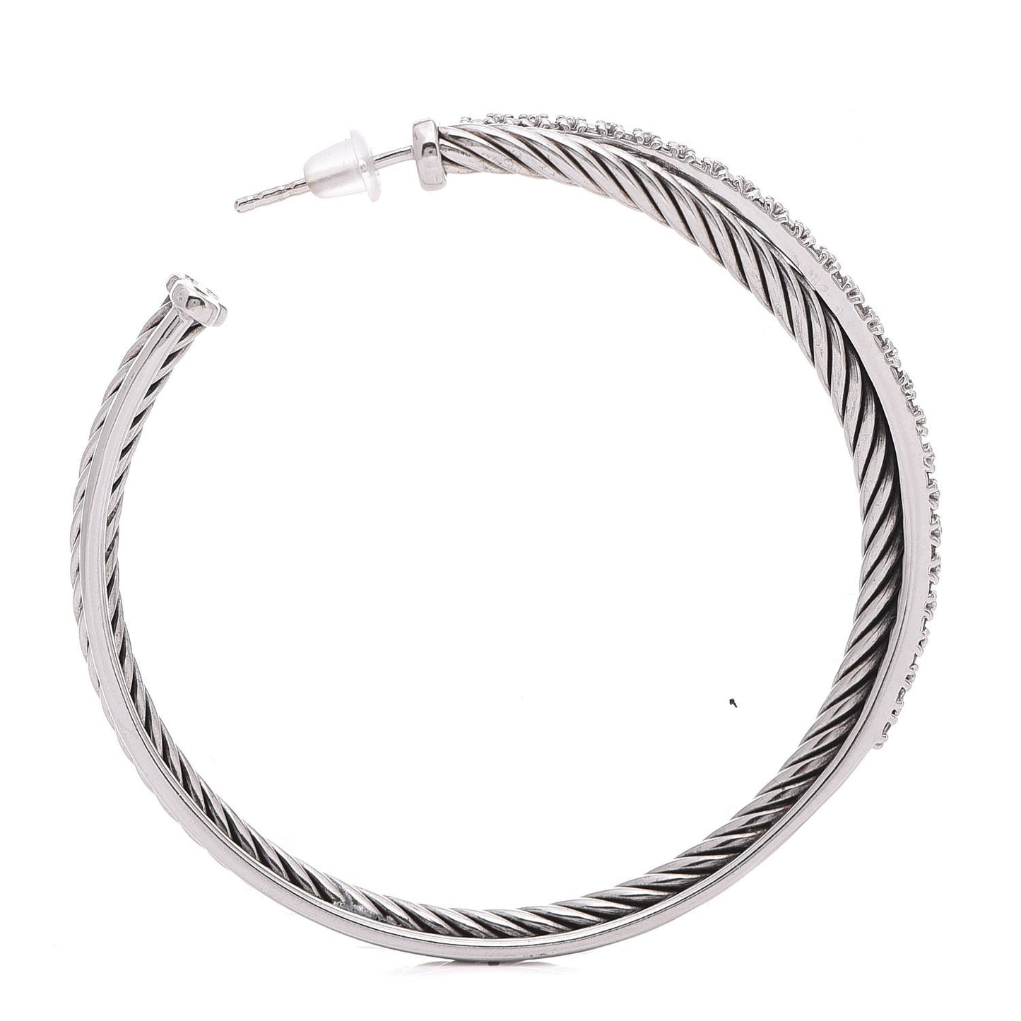 Sterling Silver Diamond Extra Large Crossover Hoop Earrings
