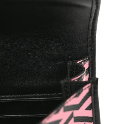 Versace Coated Canvas La Greca Signature Wallet On Chain Black Pink 10 of 11