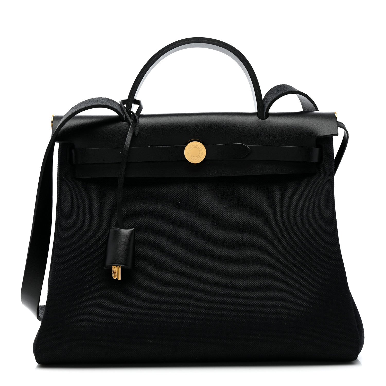 Hermes Military Toile Vache Hunter Herbag Zip Retourne 31 PM Black 1 of 11