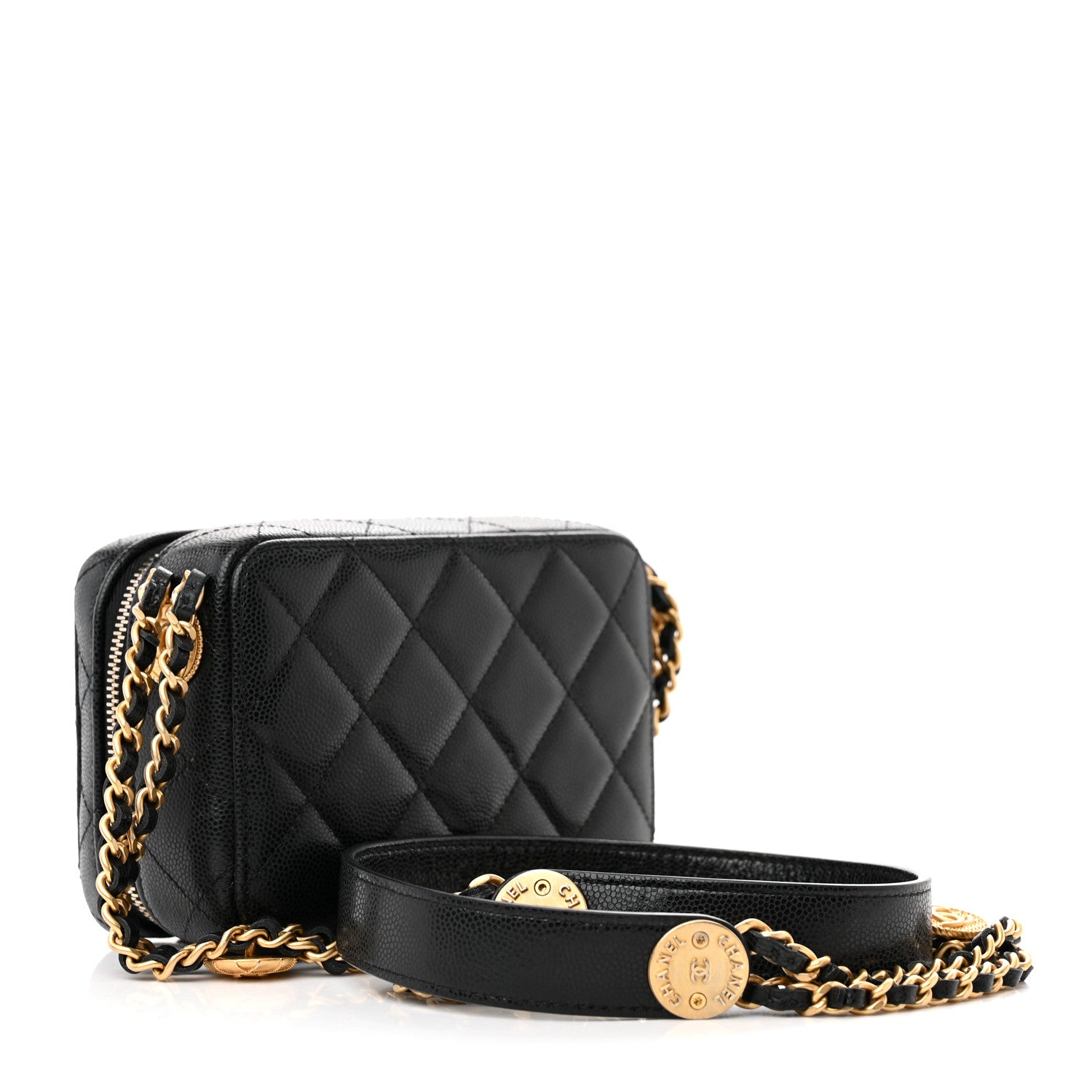 Chanel Caviar Quilted Twist Your Buttons Clutch With Chain Black 3 of 12