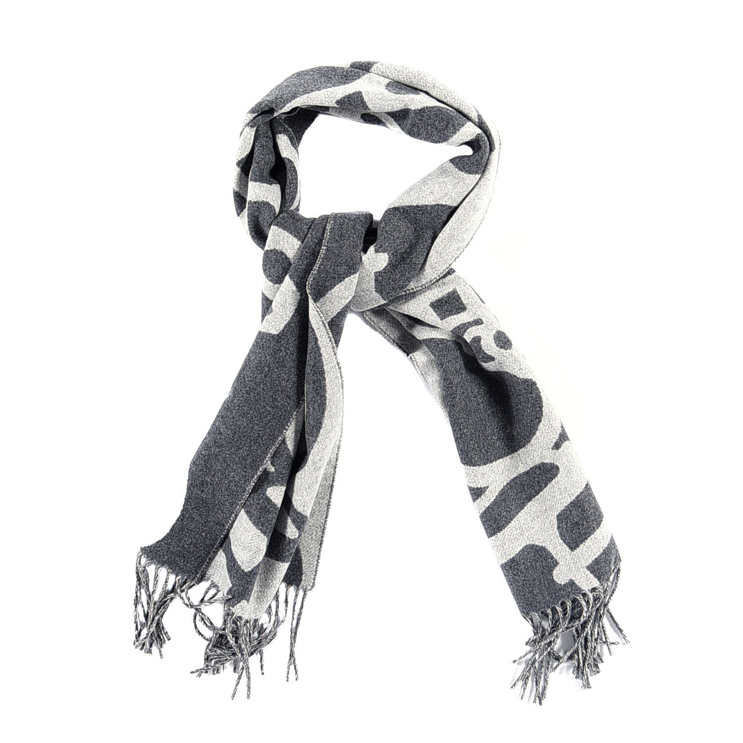 Hermes Cashmere Boucles et Camails Muffler Anthracite Gris Clair 1 of 3