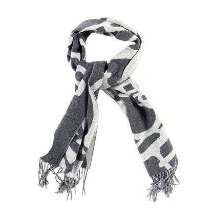 Hermes Cashmere Boucles et Camails Muffler Anthracite Gris Clair 1 of 3