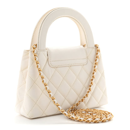 Chanel Shiny Aged Calfskin Quilted Nano Kelly Shopper White 3 of 10