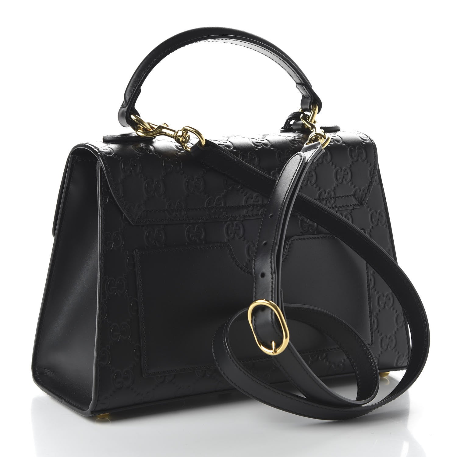 Gucci Guccissima Signature Small Padlock Top Handle Bag Black 3 of 10