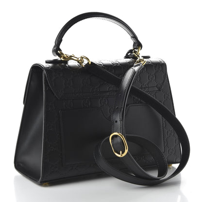 Gucci Guccissima Signature Small Padlock Top Handle Bag Black 3 of 10