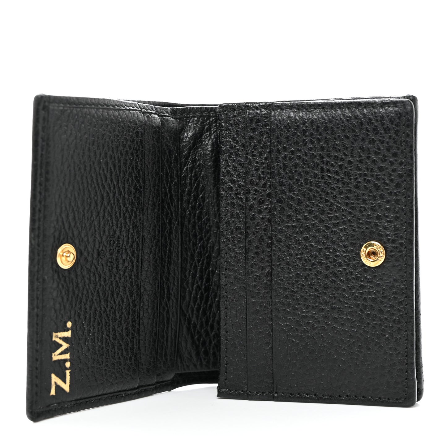 Pebbled Calfskin GG Marmont Card Case Black