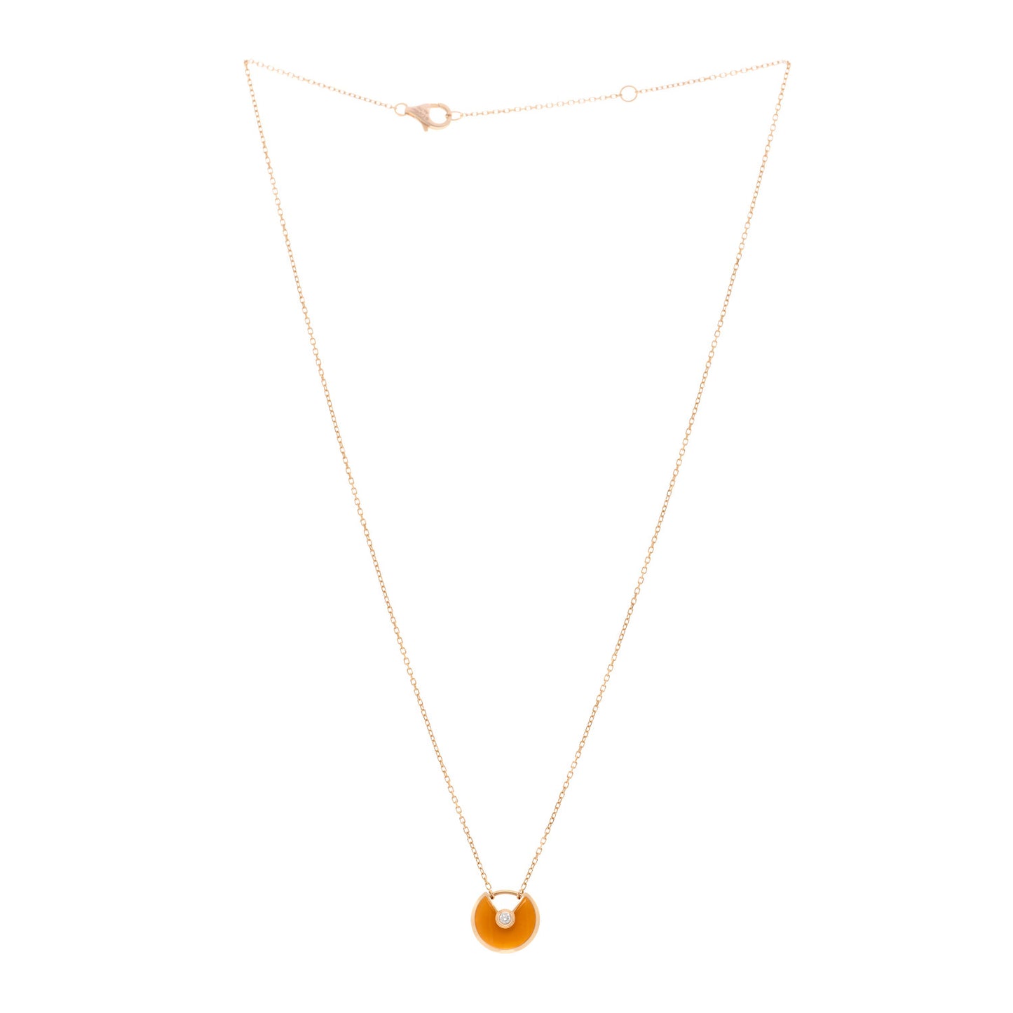 18K Pink Gold Diamond Carnelian XS Amulette de Cartier Pendant Necklace