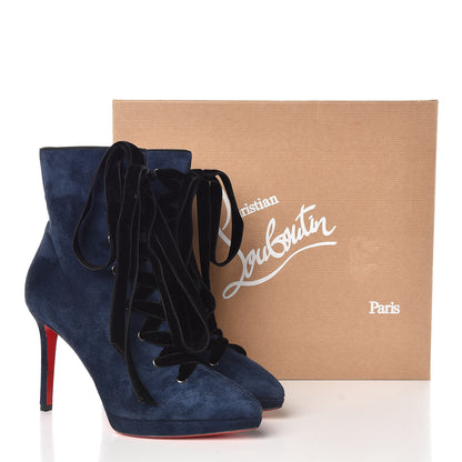 Christian Louboutin Veau Velours Circus Nana 100 Ankle Boots 37 Marine Black 9 of 9