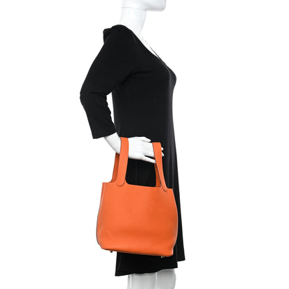 Hermes Taurillon Clemence Picotin Lock 18 PM Abricot 2 of 13