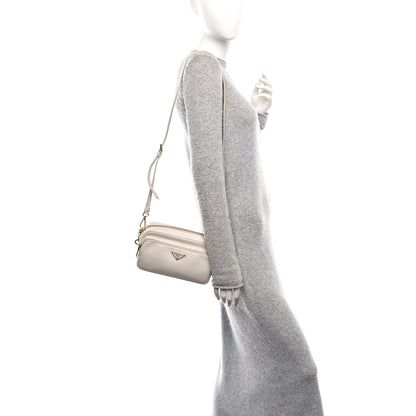 Prada Saffiano Lux Double Zip Crossbody Bag Talco 2 of 10