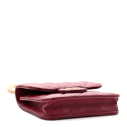 Chanel Lambskin Quilted Top Handle Flap Coin Purse With Chain Burgundy 4 of 12
