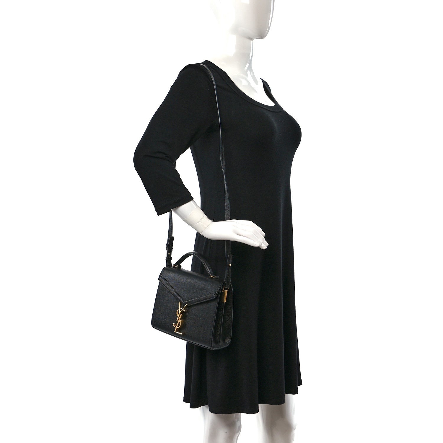 Saint Laurent Grain de Poudre Mini Classic Monogram Cassandra Top Handle Black 2 of 8