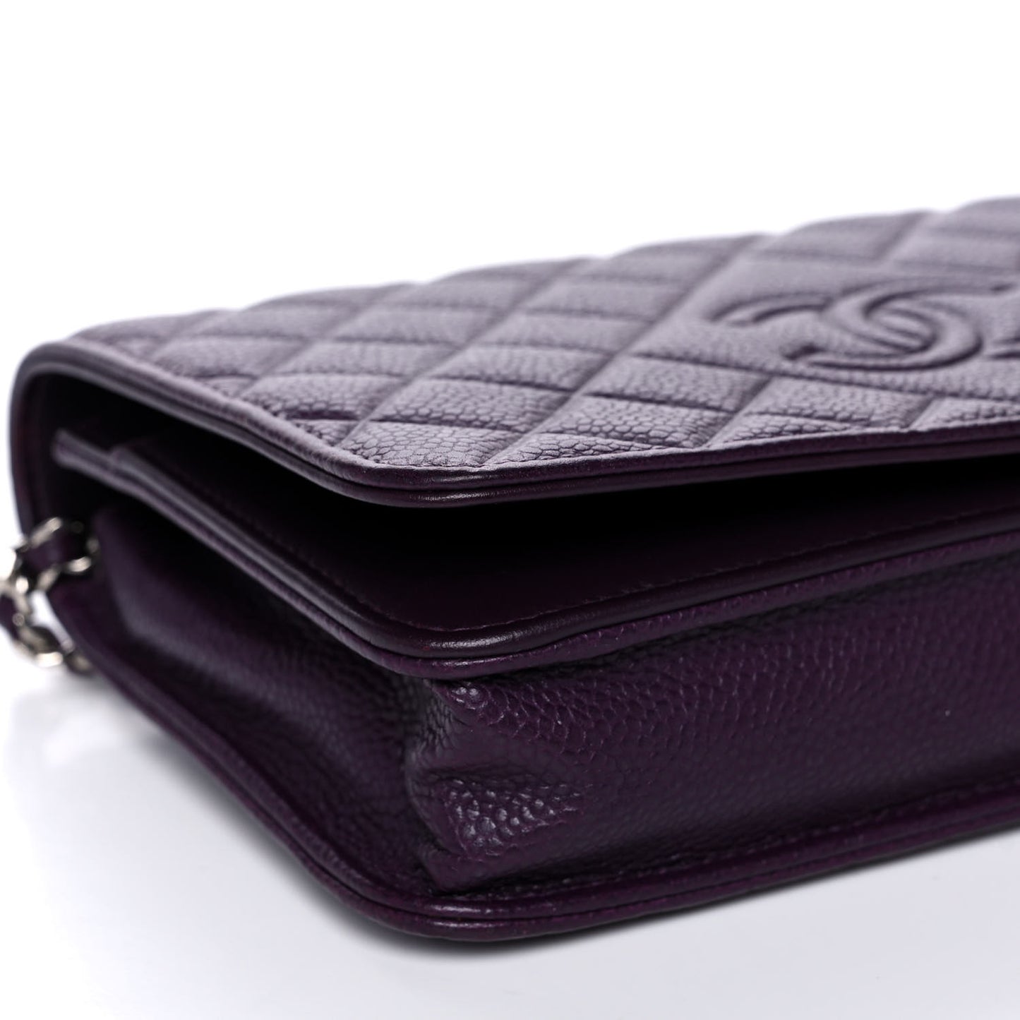 Caviar Quilted Diamond CC Wallet On Chain WOC Dark Purple