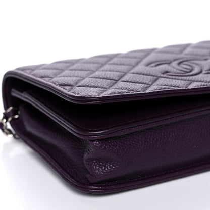 Chanel Caviar Quilted Diamond CC Wallet On Chain WOC Dark Purple 9 of 14