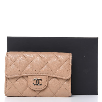 Chanel Caviar Quilted Flap Card Holder Wallet Beige 9 of 9