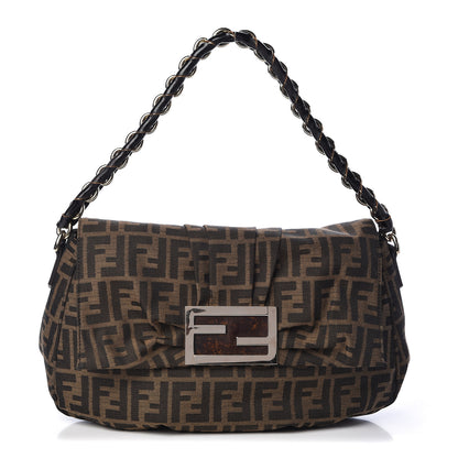 Fendi Zucca Patent Mia Shoulder Flap Tobacco 1 of 11