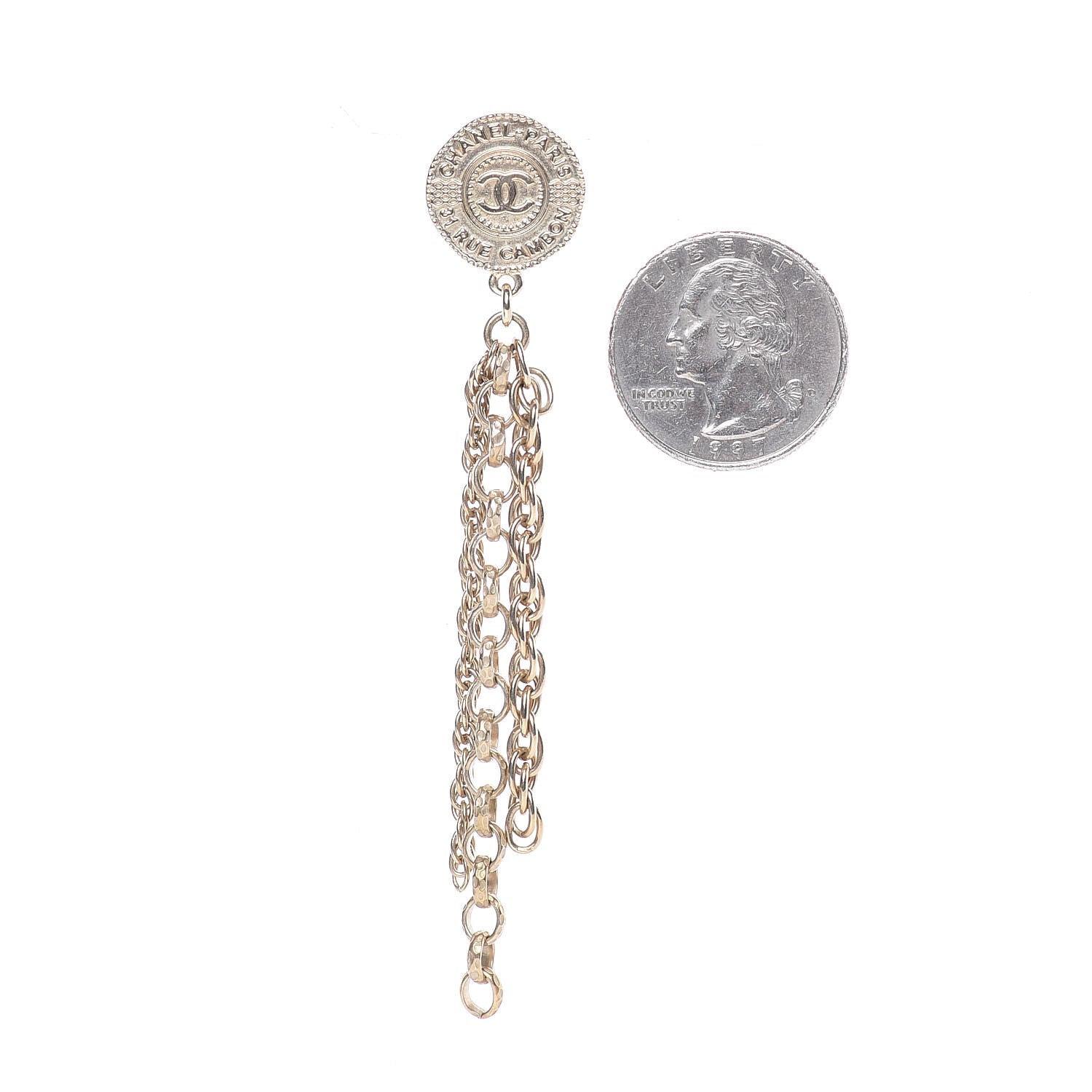Chanel CC Chain Drop Earrings Light Gold 2 of 5