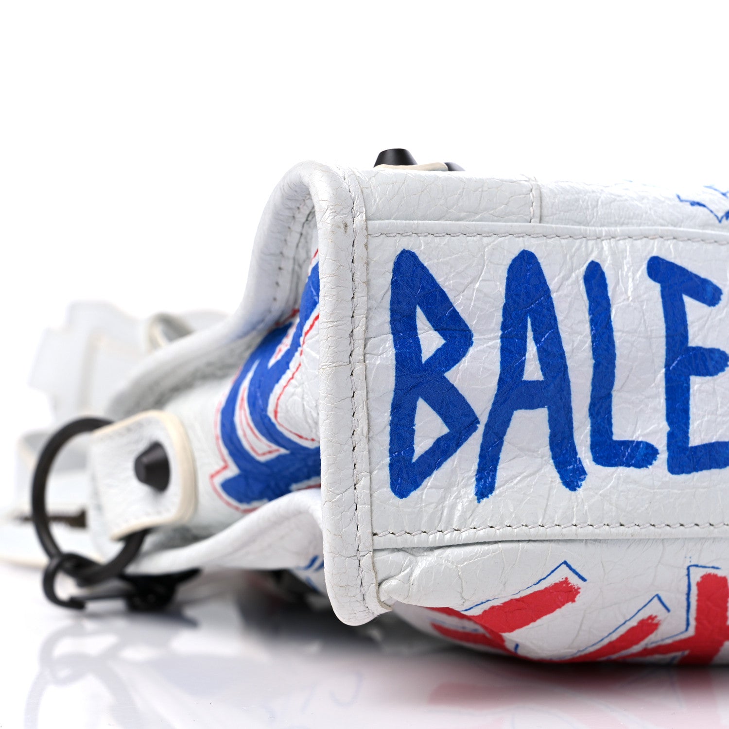 Balenciaga Agneau Graffiti All Over Classic Hardware Mini City White Bleu Rouge 8 of 11