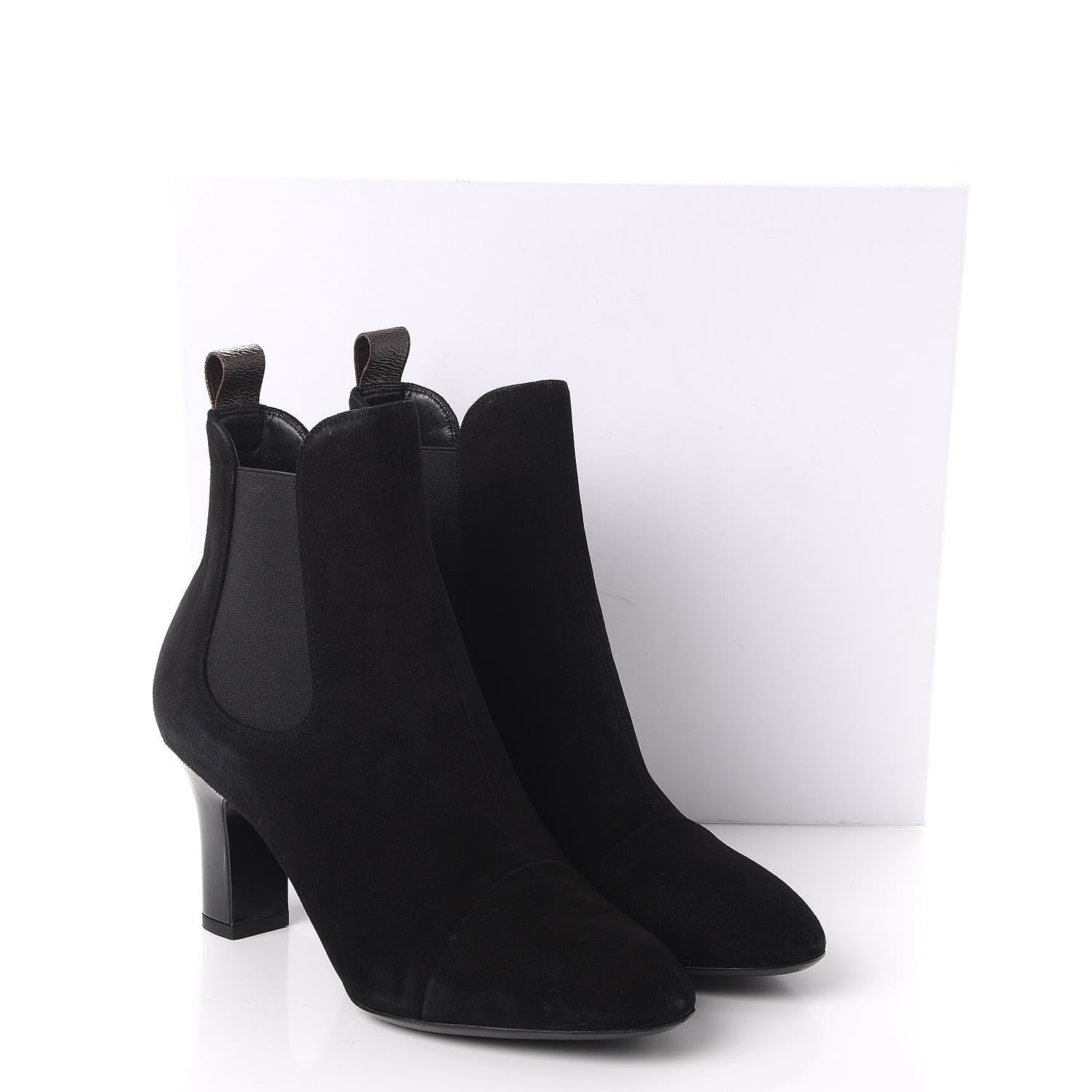 Louis Vuitton Suede Monogram Uniformes Cap Toe Chelsea 75mm Ankle Boots 38 Black 12 of 12