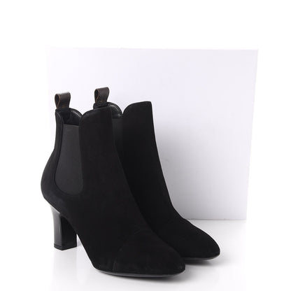 Louis Vuitton Suede Monogram Uniformes Cap Toe Chelsea 75mm Ankle Boots 38 Black 12 of 12