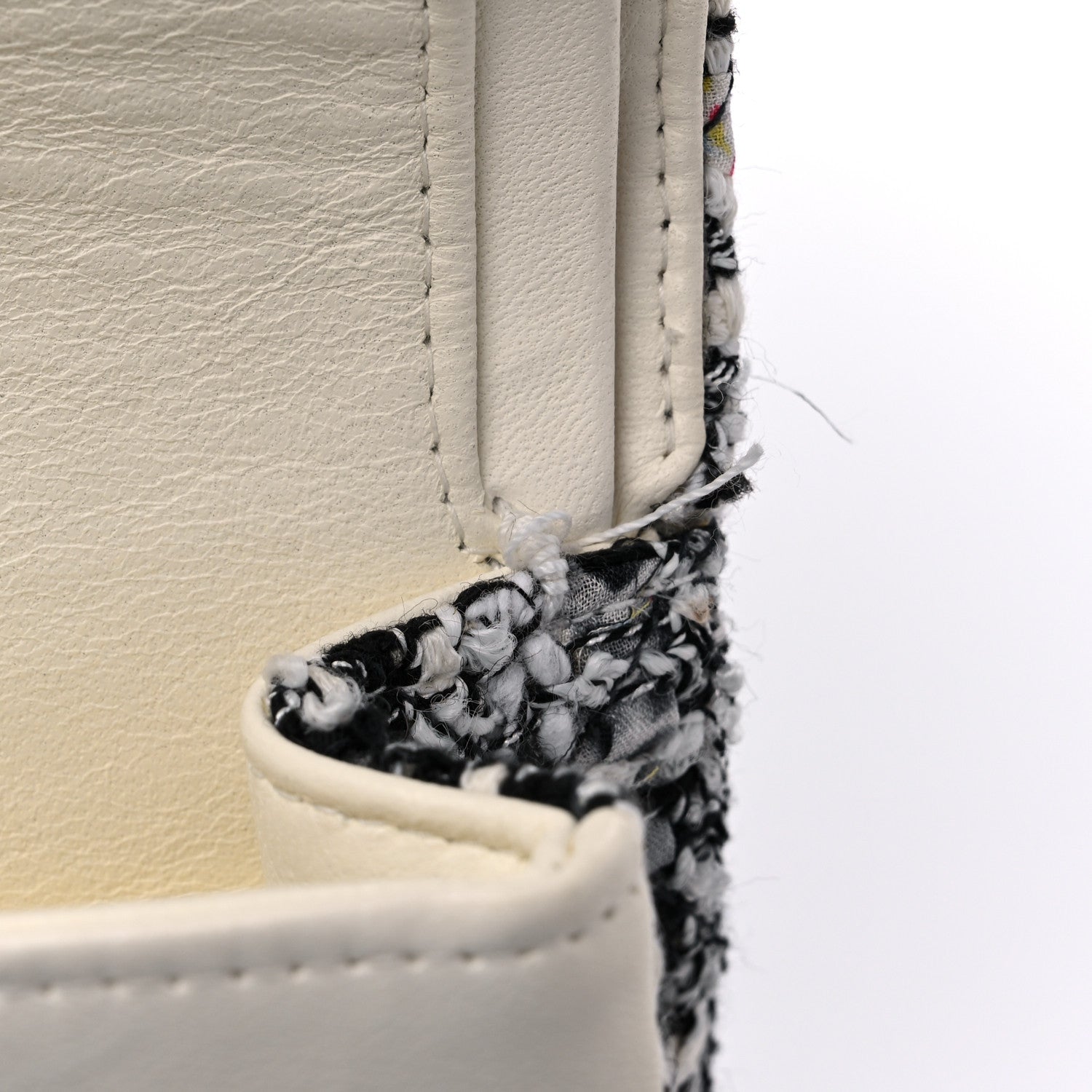 Chanel Tweed Quilted Medium Double Flap Black White Ecru 11 of 14