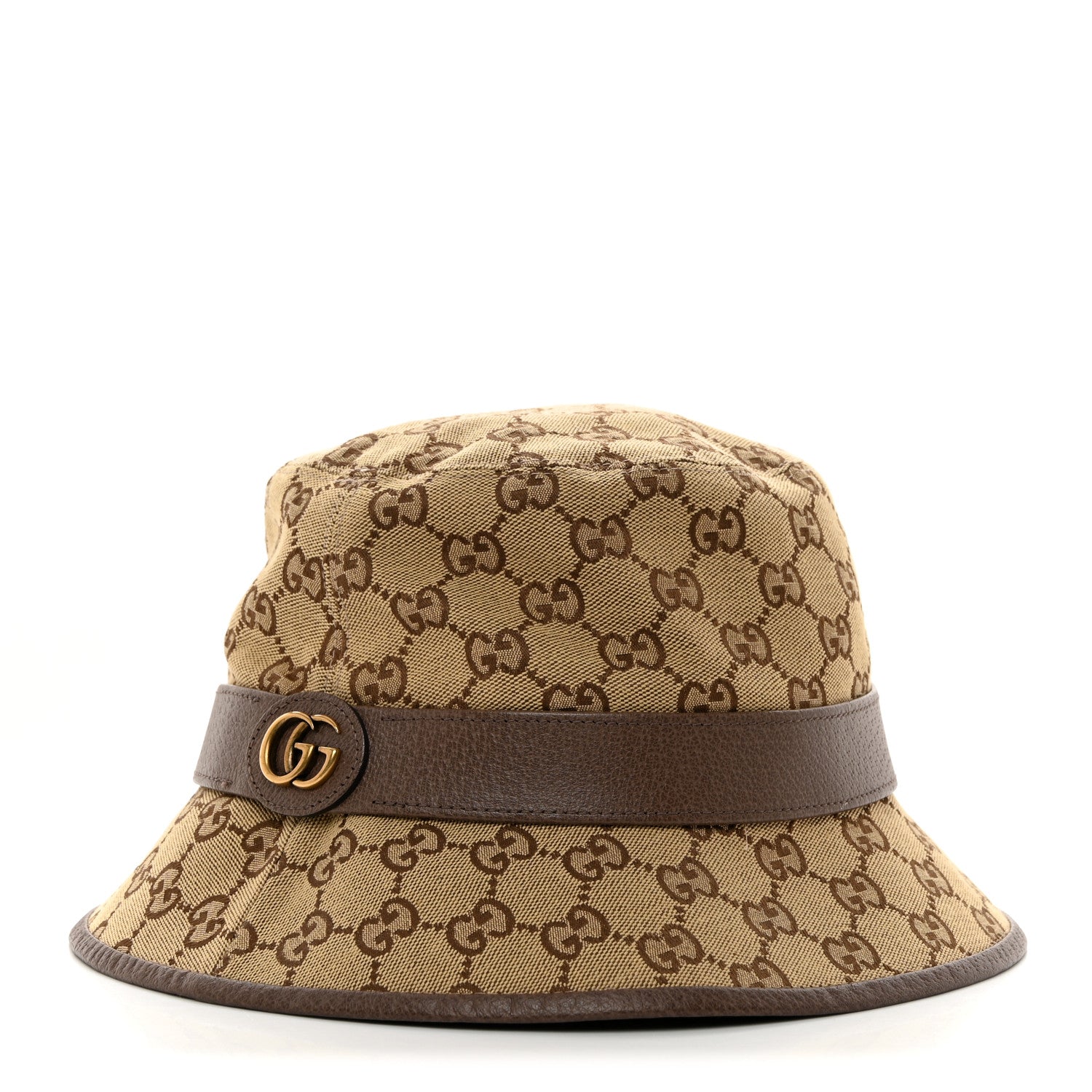 Gucci Monogram Textured Dollar Calfskin GG Jago Bucket Hat XXL Cacao Beige 1 of 10
