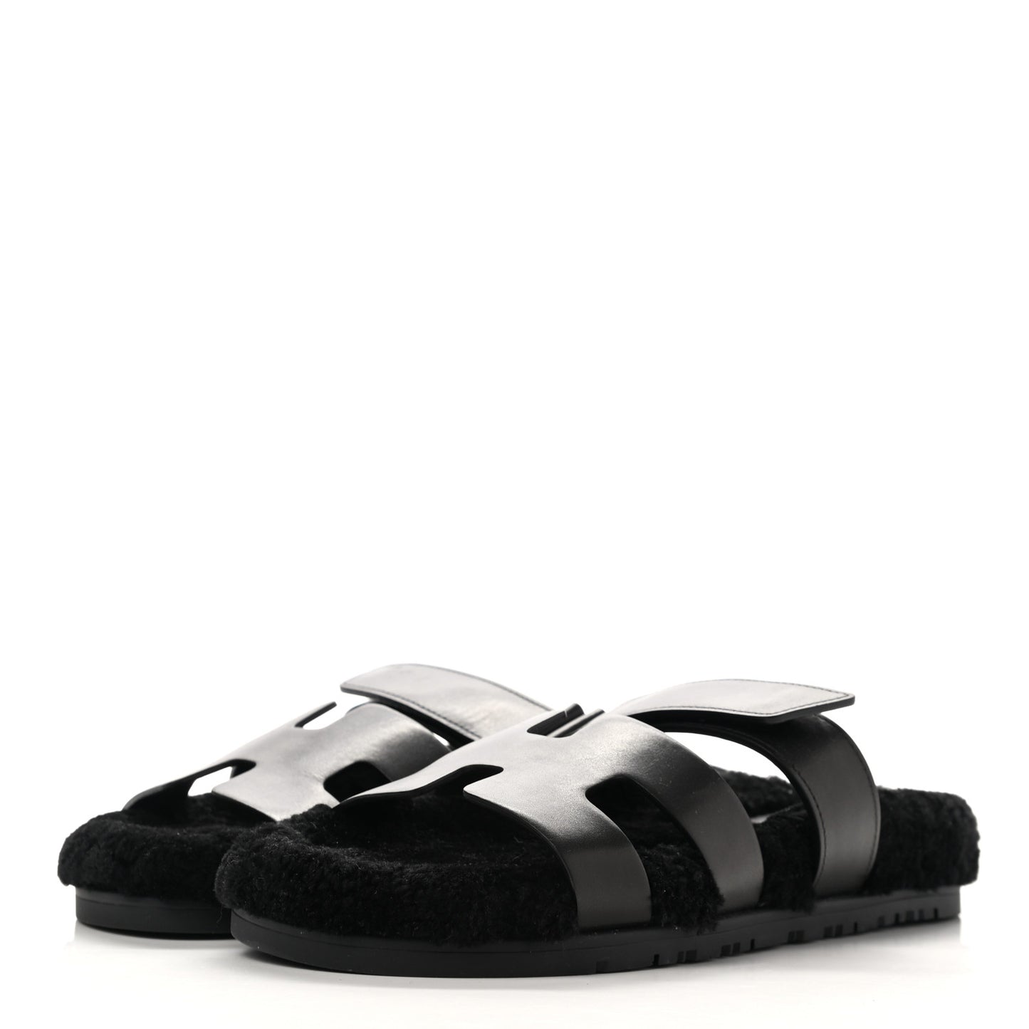 Calfskin Woolskin Womens Chypre Sandals 38 Black