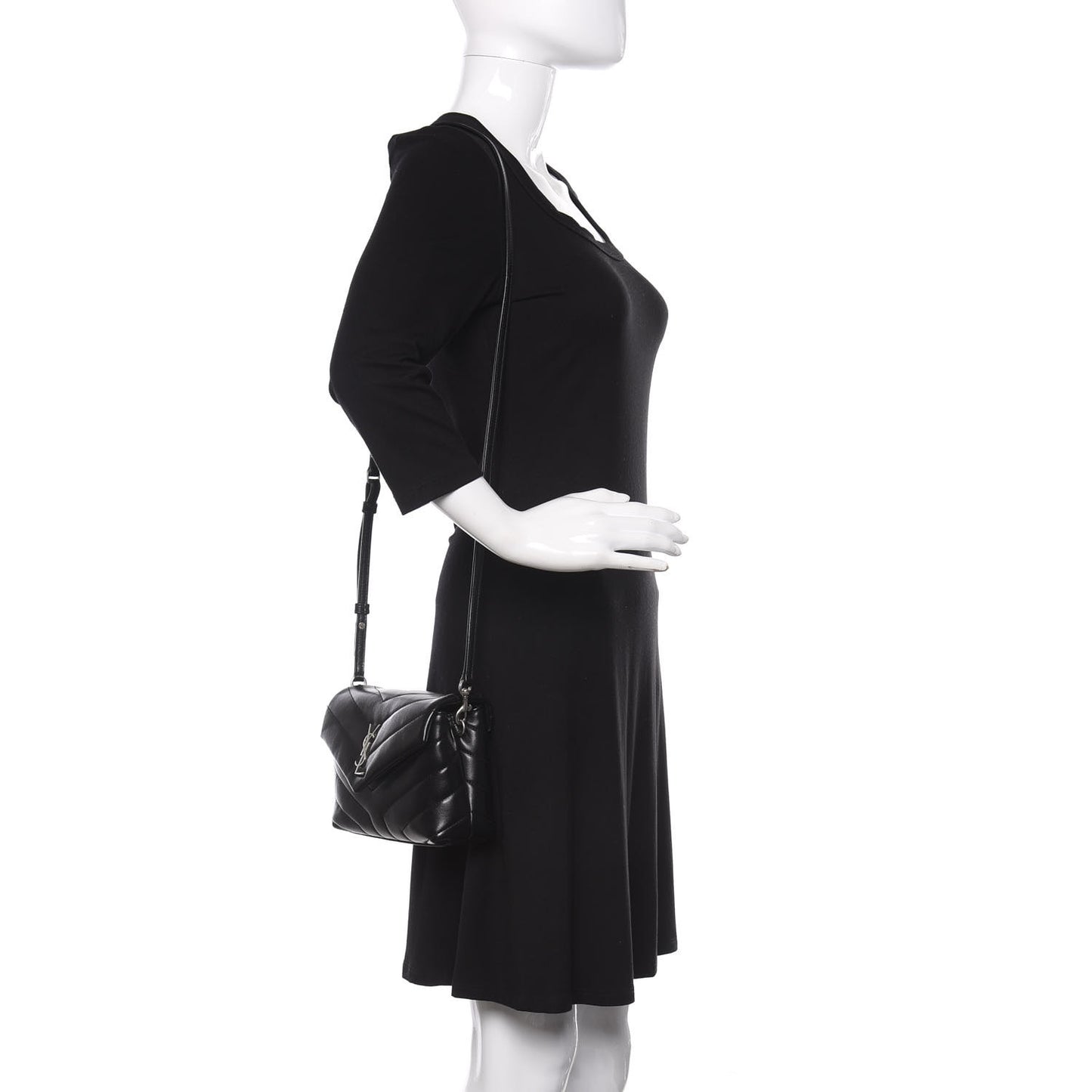 Calfskin Y Quilted Monogram Toy Loulou Crossbody Bag Black