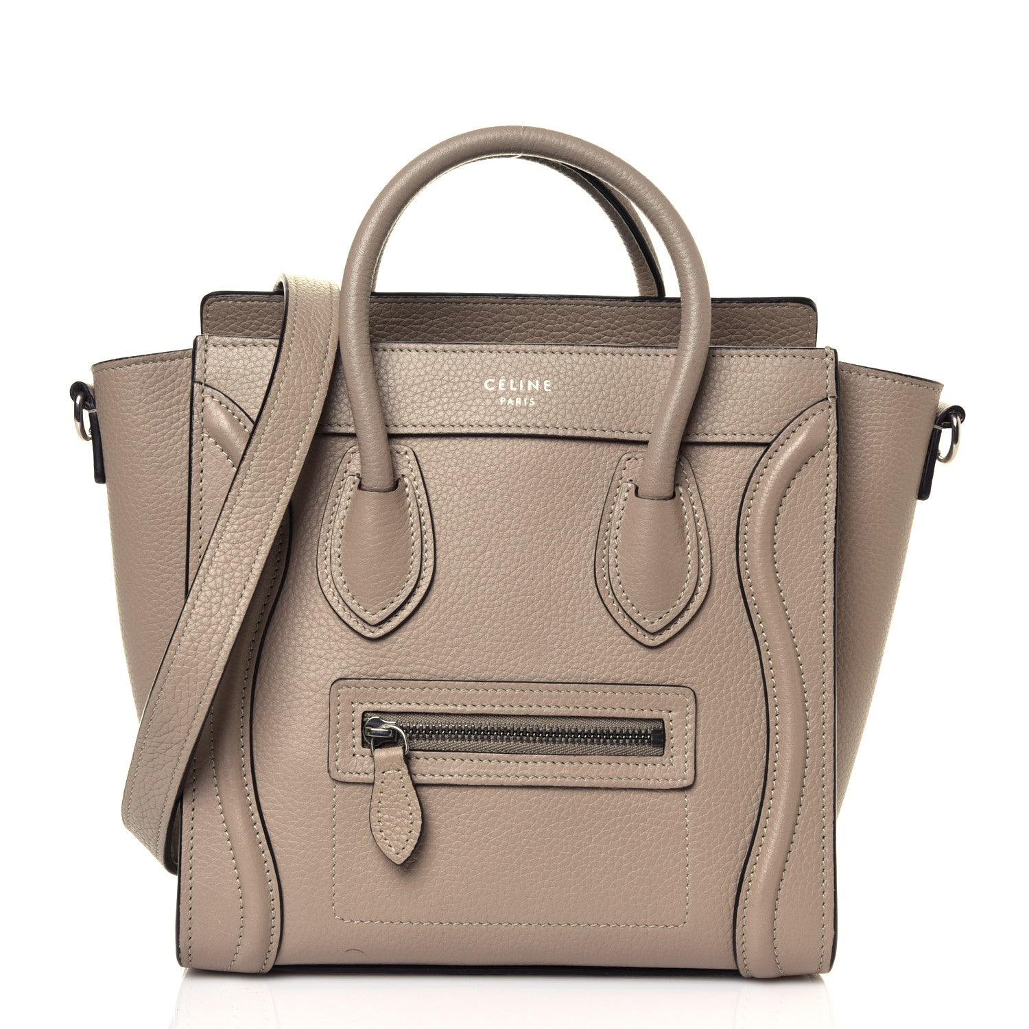 Celine Drummed Calfskin Nano Luggage Dune 1 of 11