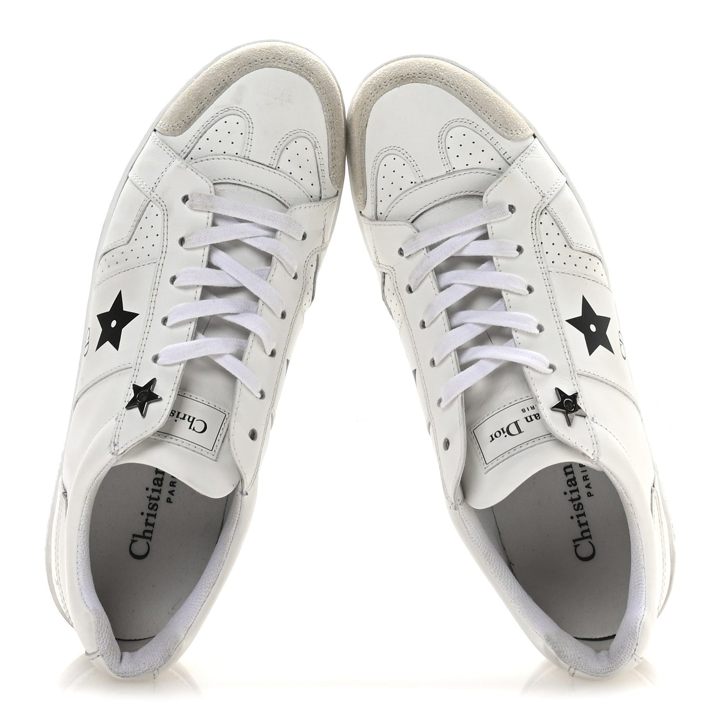 Calfskin Suede Dior Star Low Top Sneakers 37 White Black