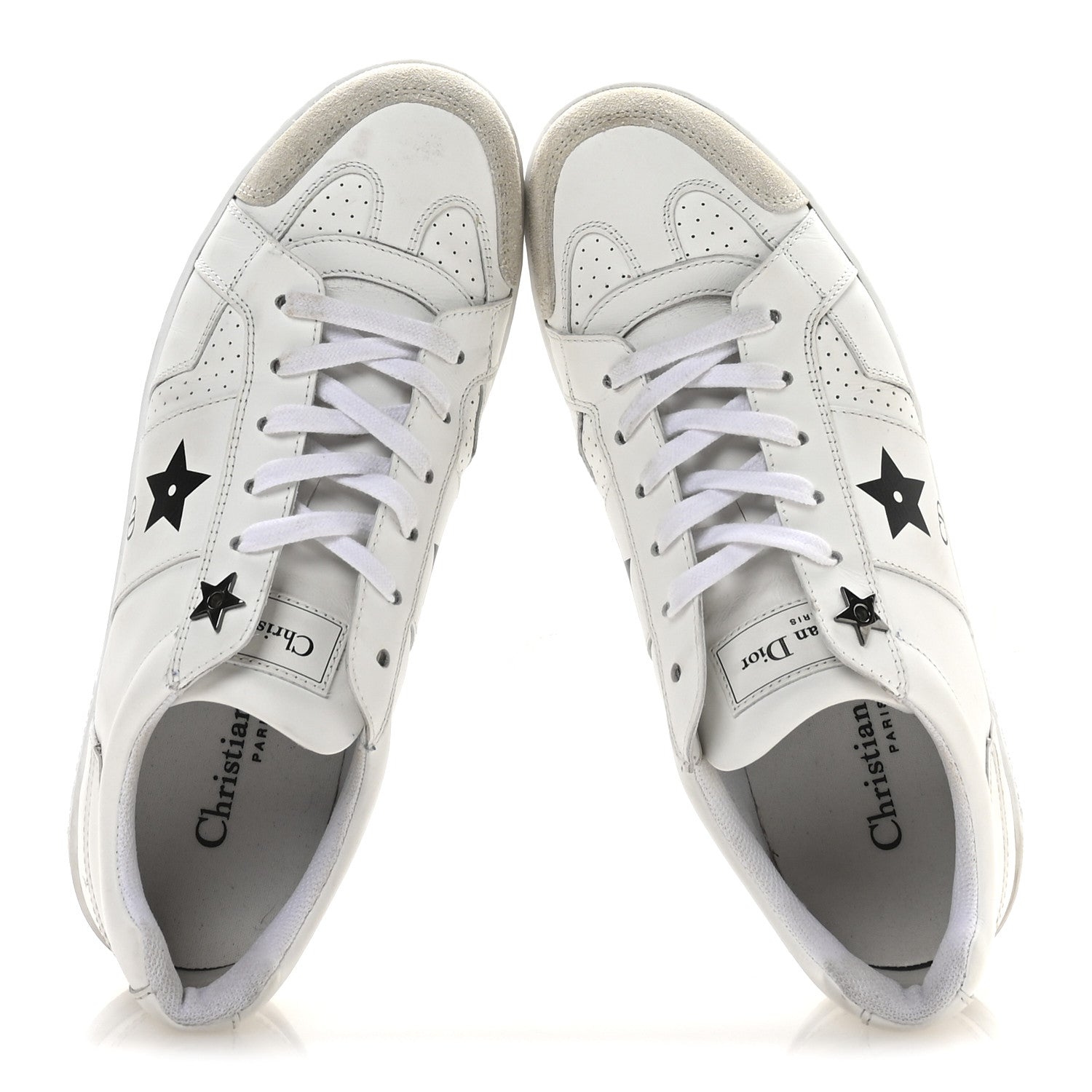 Christian Dior Calfskin Suede Dior Star Low Top Sneakers 37 White Black 2 of 8