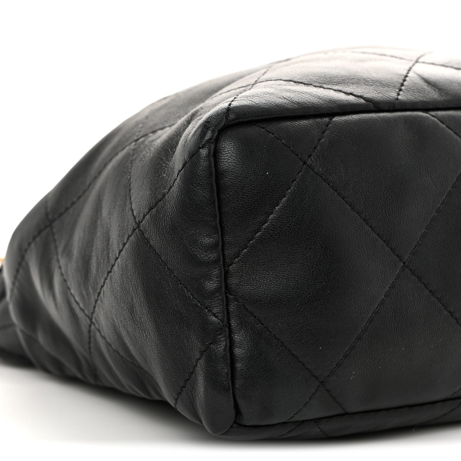 Chanel Lambskin Resin Quilted Small Bucket Bag Black 9 of 10