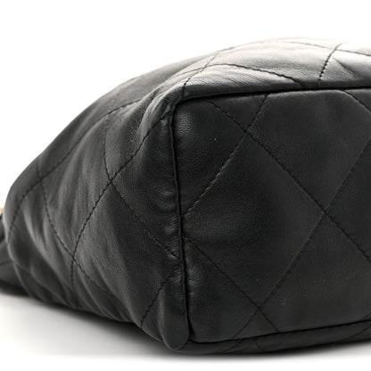 Chanel Lambskin Resin Quilted Small Bucket Bag Black 9 of 10