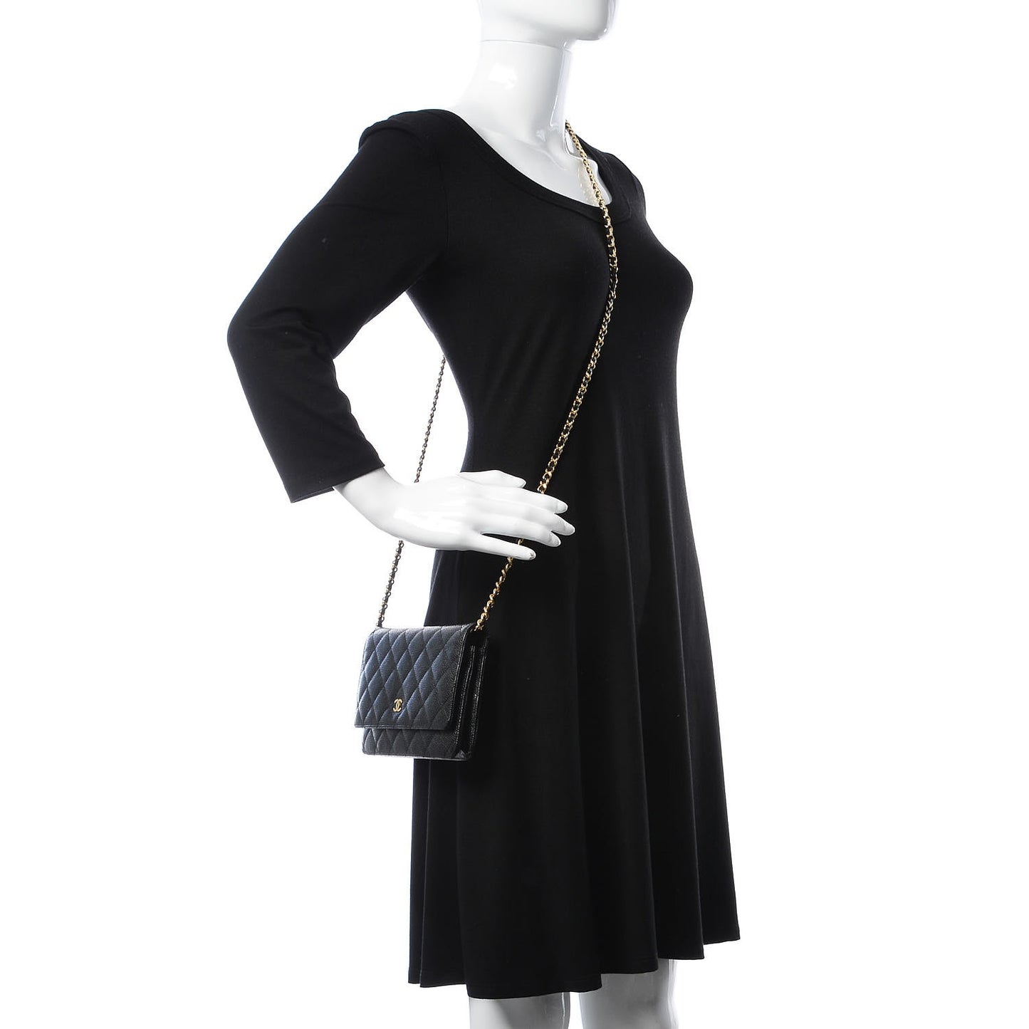 Caviar Quilted Wallet On Chain WOC Black