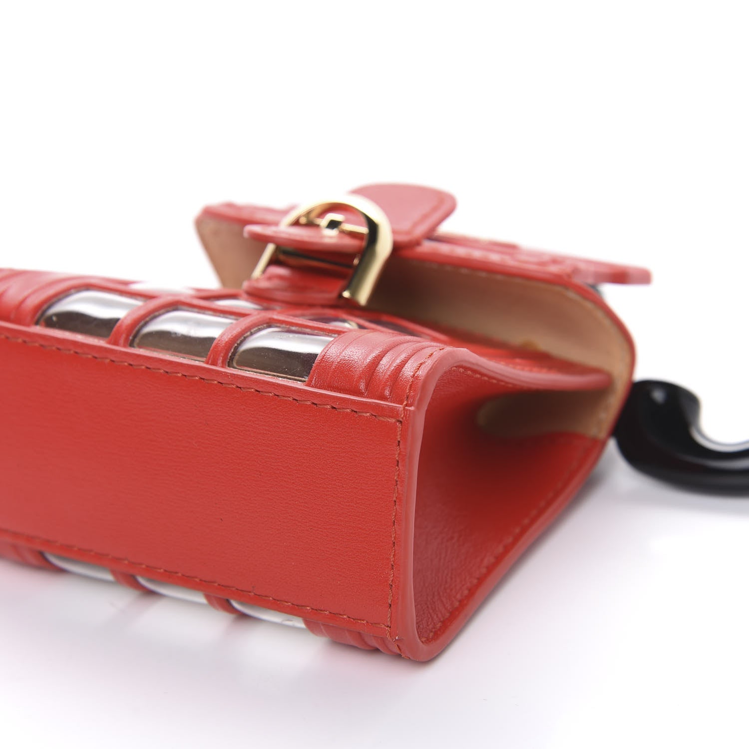 Delvaux Box Calfskin Miniature Piccadilly Circus Bag Charm Red 7 of 8