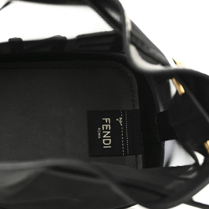 Fendi Mesh Vitello King F is Fendi Logo Embroidered Mini Mon Tresor Bucket Bag Black 5 of 9